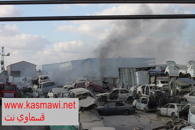 عاجل : حريق في متجر لقطع الغيار في سهل كفرقاسم 
